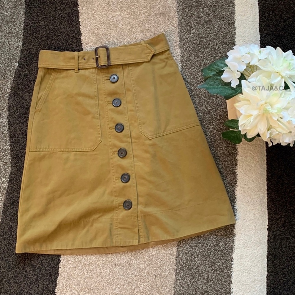 J. CREW! Preppy Chino TRENCH Button Skirt
